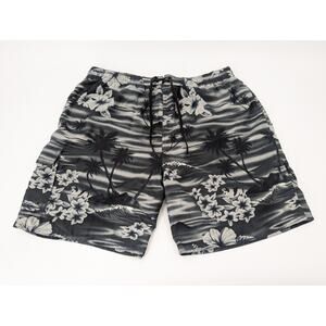 Big Dogs Men's Gray Floral Palm Tree Board Shorts Swim Trunks Pockets Size Large